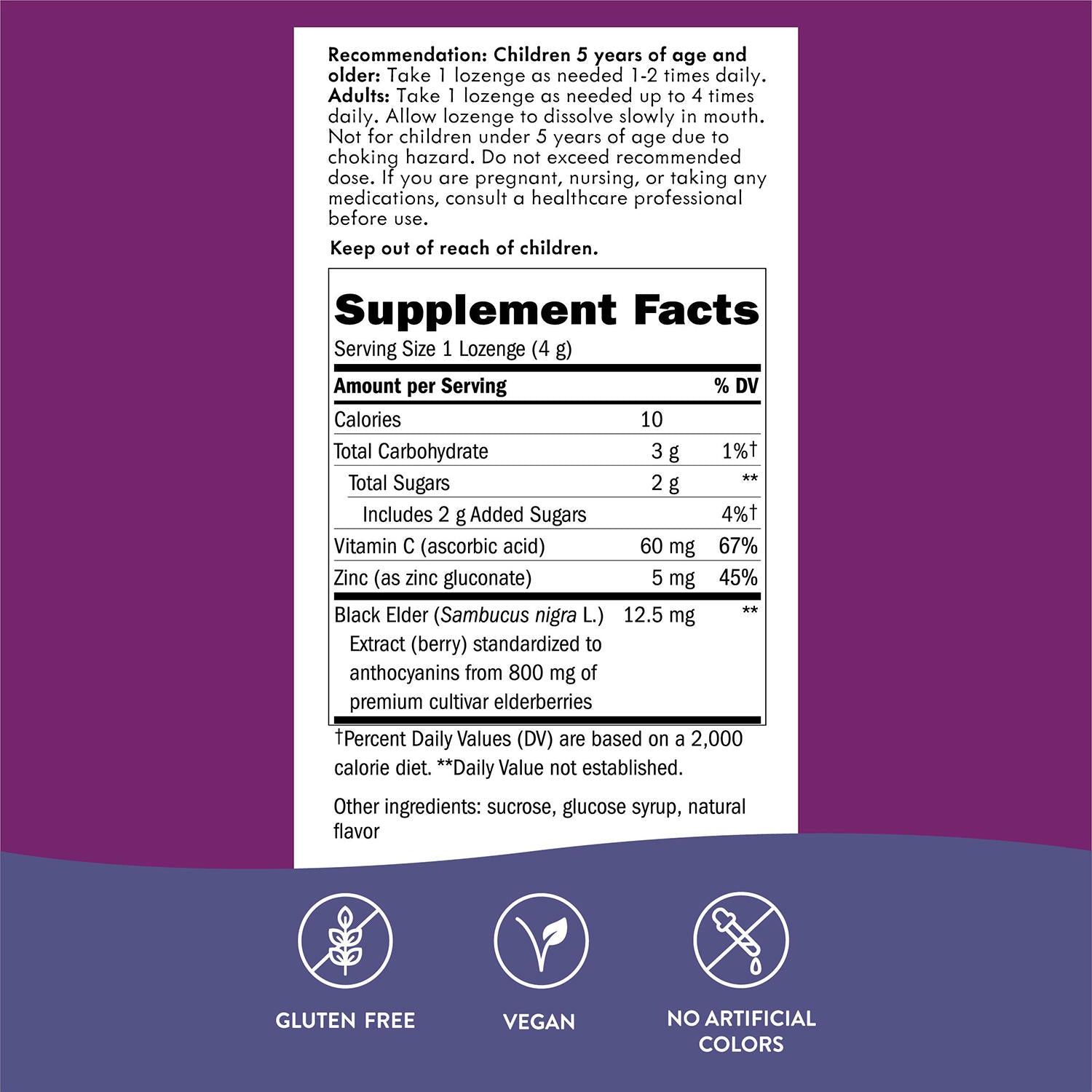 Sambucus Organic Elderberry Throat Lozenges with Vitamin C and Zinc (120 ct.)