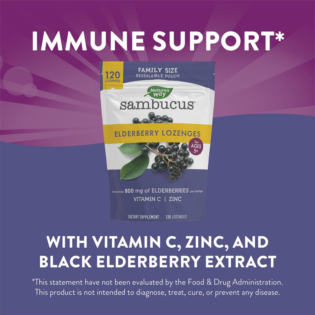 Sambucus Organic Elderberry Throat Lozenges with Vitamin C and Zinc (120 ct.)