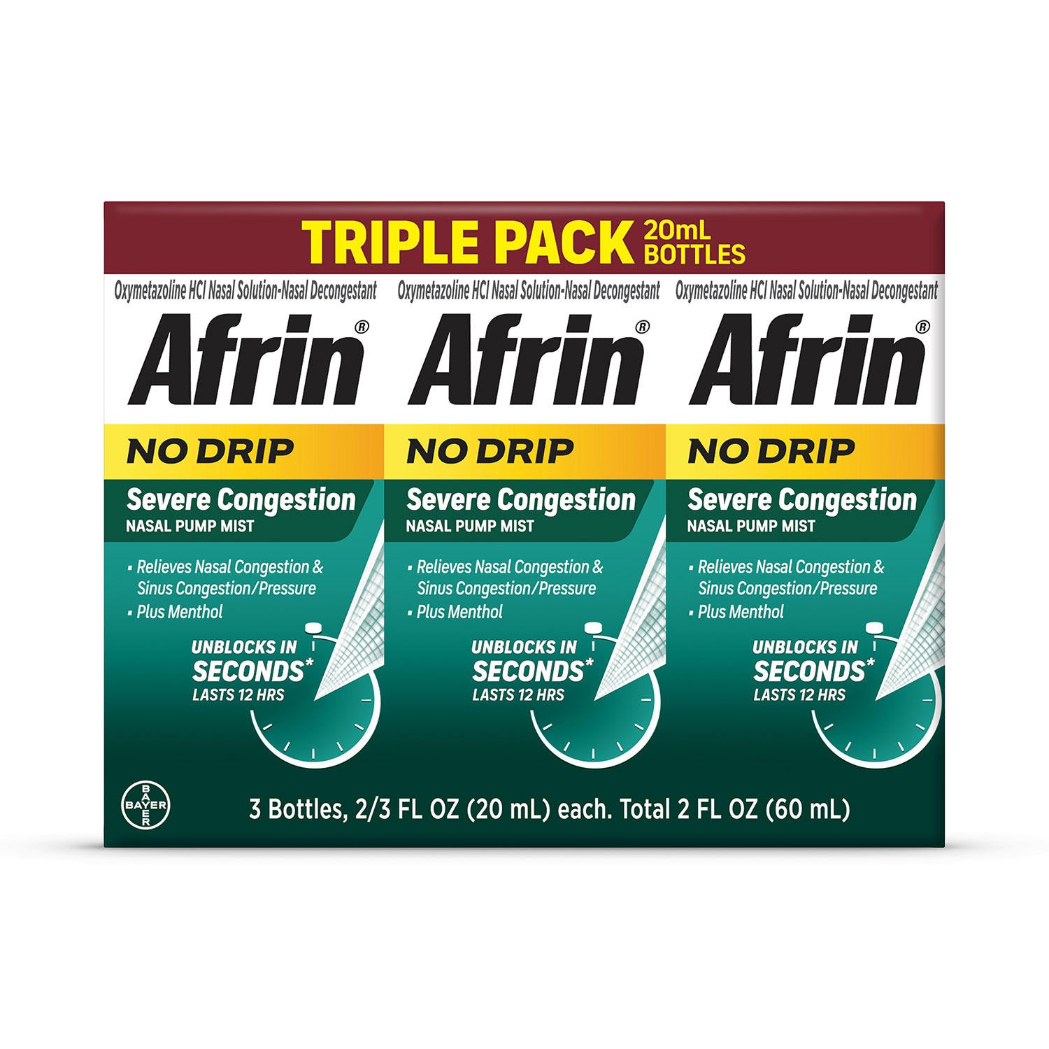 AFRIN No-Drip Severe Congestion Nasal Spray (3 pk., 20 ml./pk.)