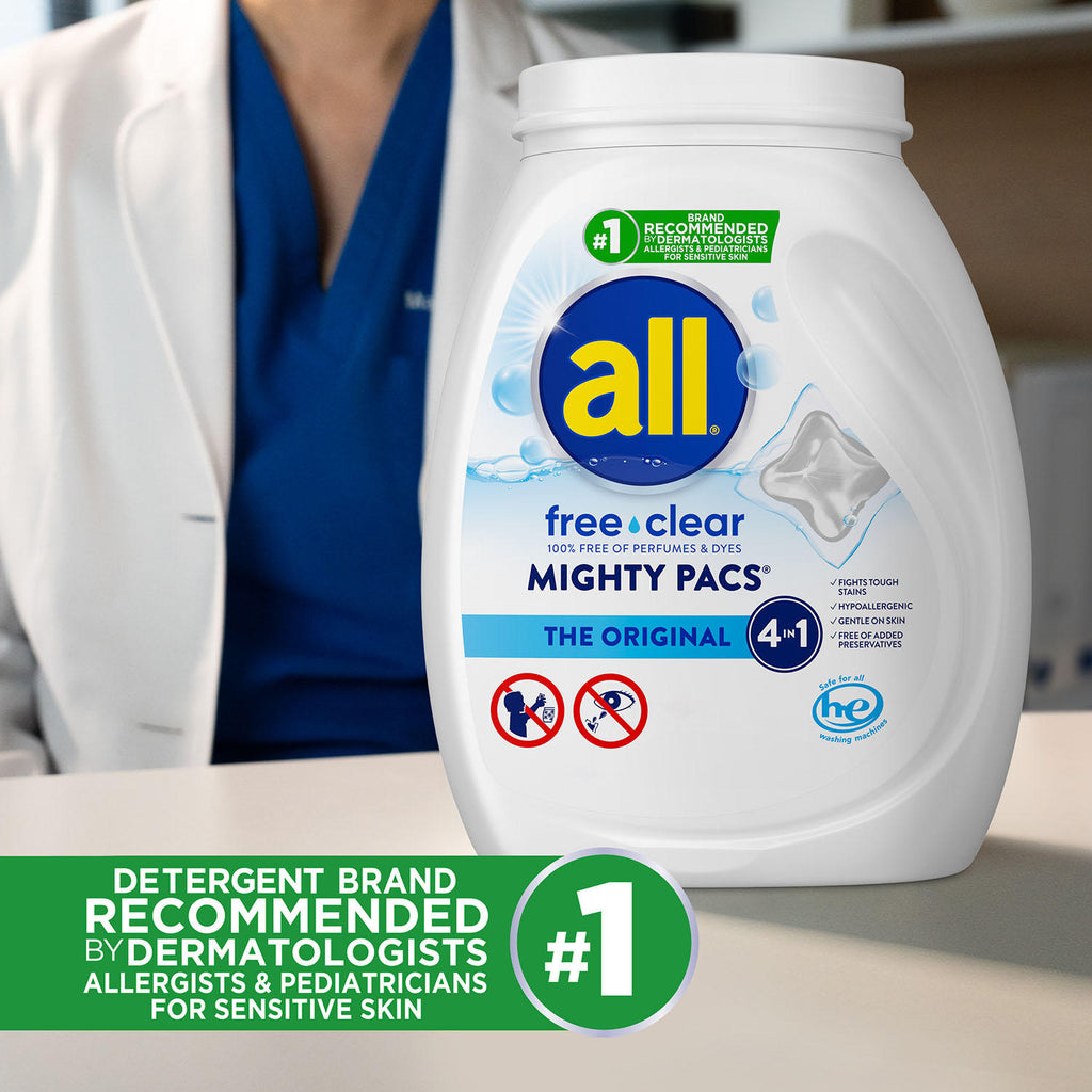 all Mighty Pacs Laundry Detergent, Free Clear for Sensitive Skin (120 ct.)