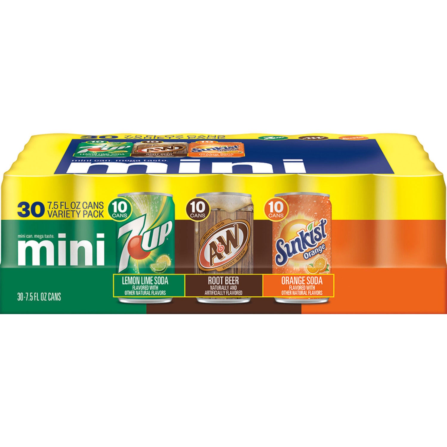 7UP, A&W Root Beer and Sunkist Variety Pack (7.5 fl. oz., 30 pk.)