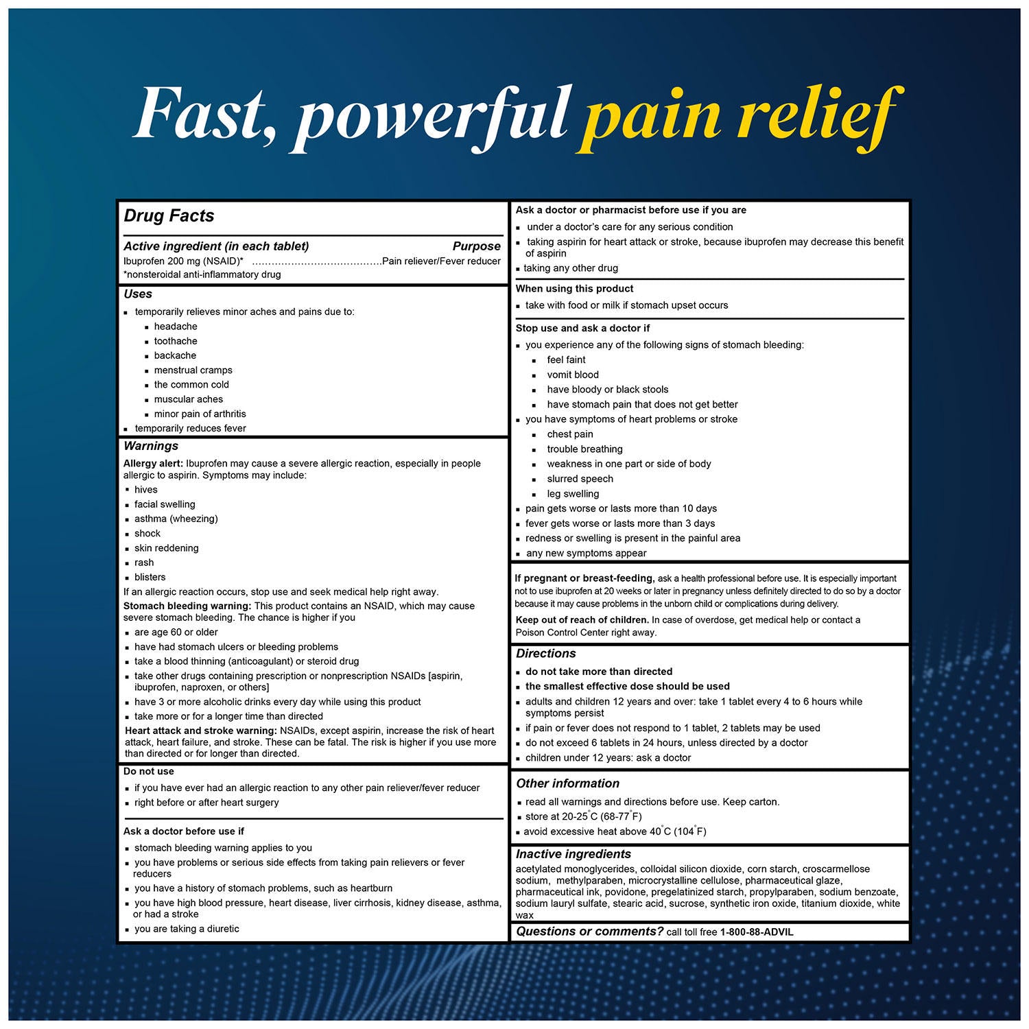 Advil Pain Reliever / Fever Reducer Coated Tablets, 200 mg. Ibuprofen (360 ct.)