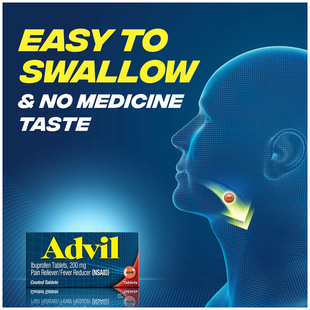 Advil Pain Reliever / Fever Reducer Coated Tablets, 200 mg. Ibuprofen (360 ct.)