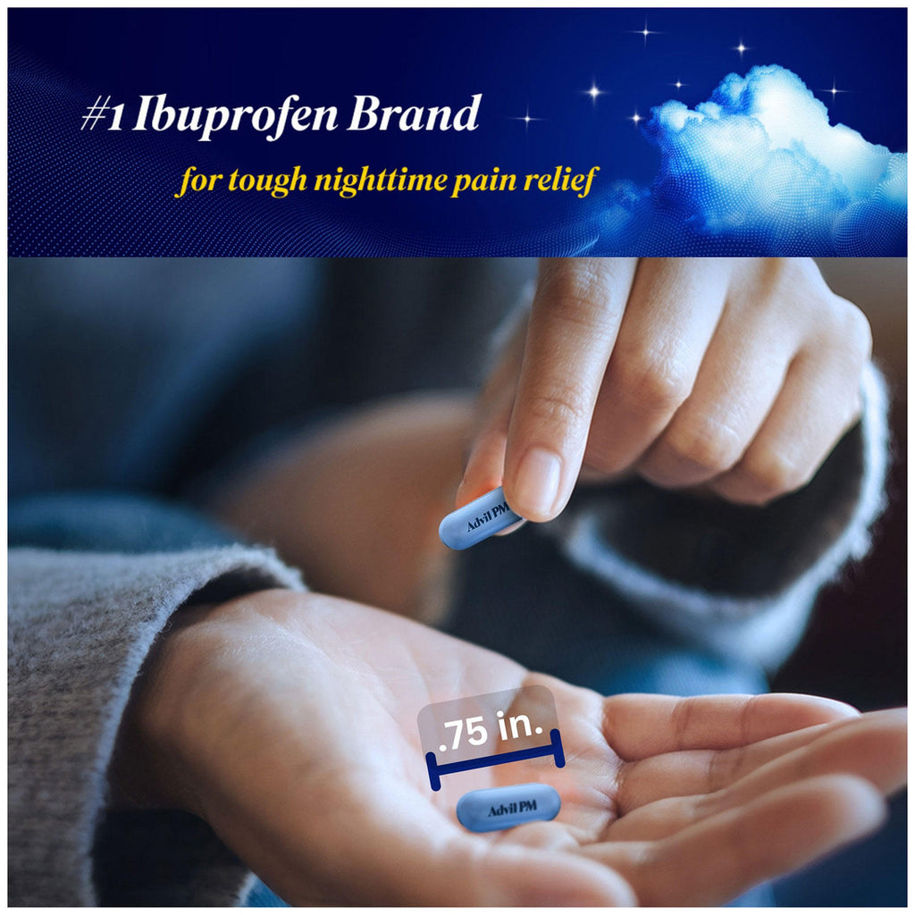 Advil PM Pain Reliever / Nighttime Sleep Aid Caplet, 200 mg. Ibuprofen & 38 mg. Diphenhydramine (200 ct.)