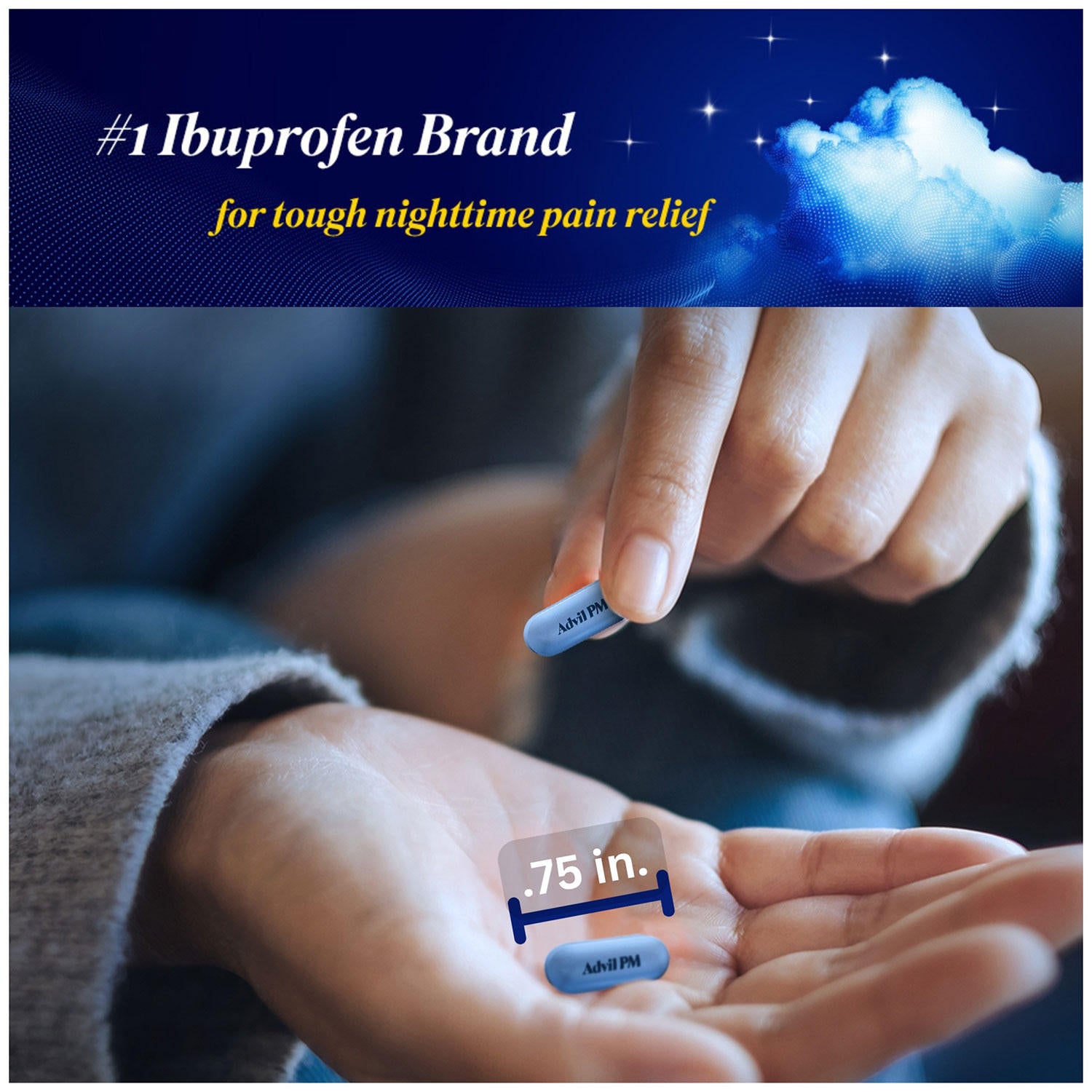 Advil PM Pain Reliever / Nighttime Sleep Aid Caplet, 200 mg. Ibuprofen & 38 mg. Diphenhydramine (200 ct.)