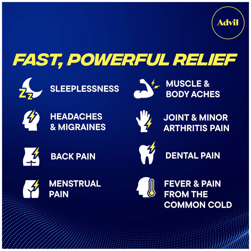 Advil PM Pain Reliever / Nighttime Sleep Aid Caplet, 200 mg. Ibuprofen & 38 mg. Diphenhydramine (200 ct.)