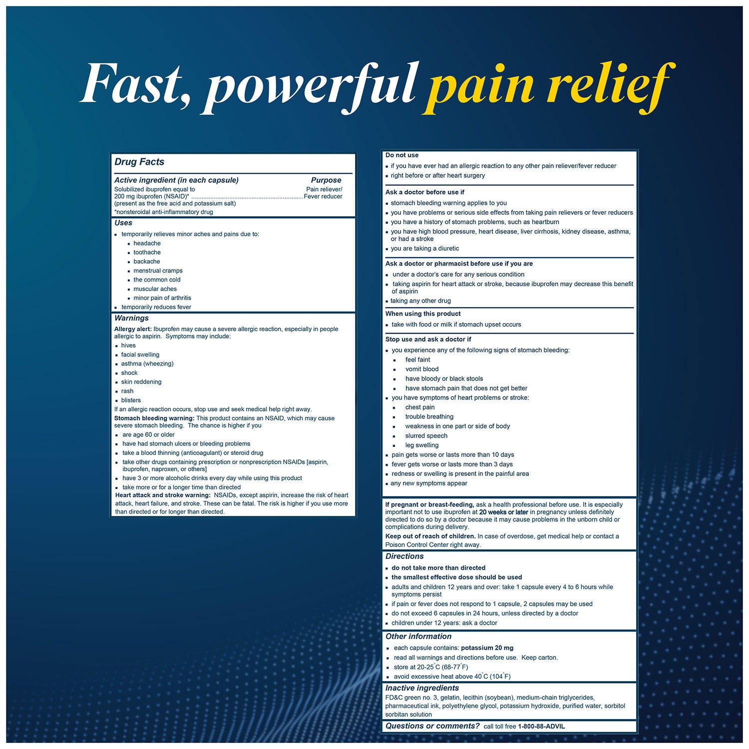 Advil Liqui-Gels Pain Reliever/Fever Reducer Liquid-Filled Capsule, 200mg Ibuprofen (120 ct., 2 pk.)