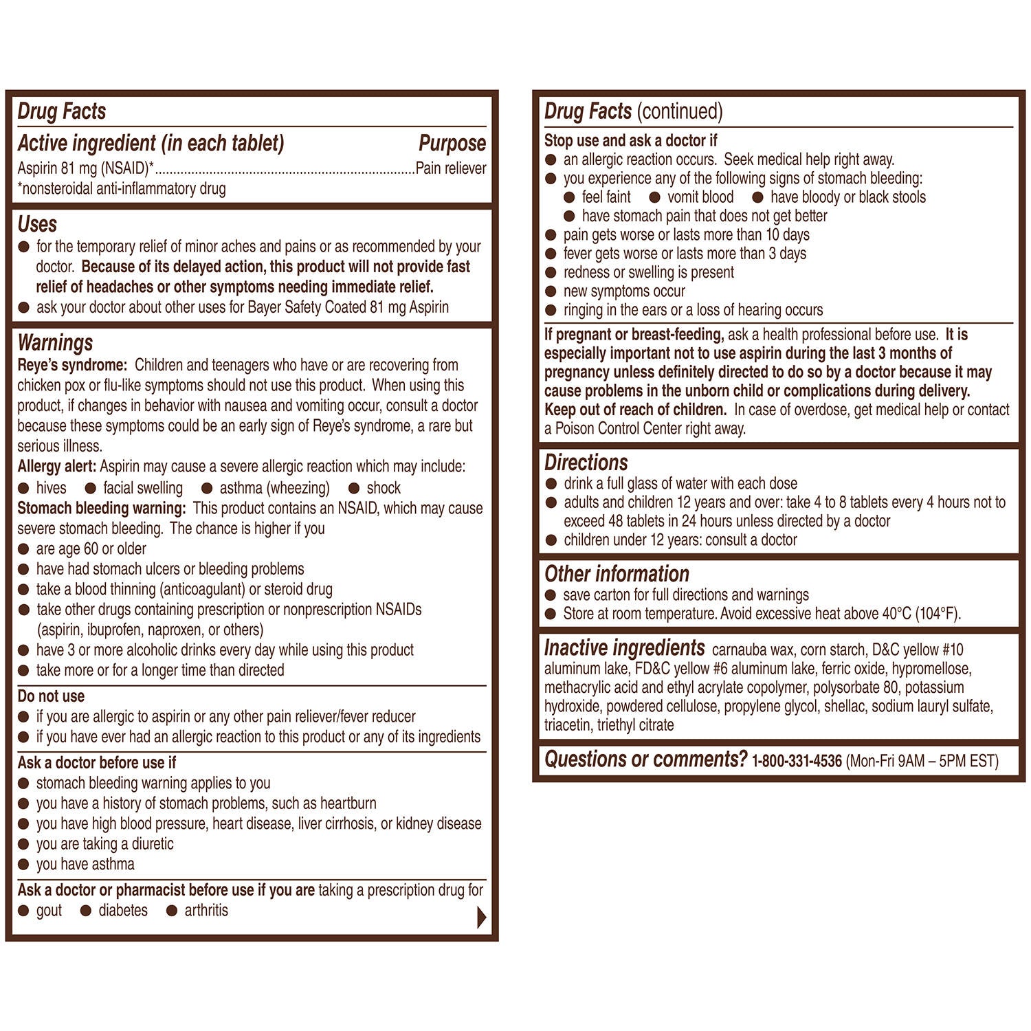 Bayer Low Dose Aspirin Regimen, 81 mg. (400 ct.)