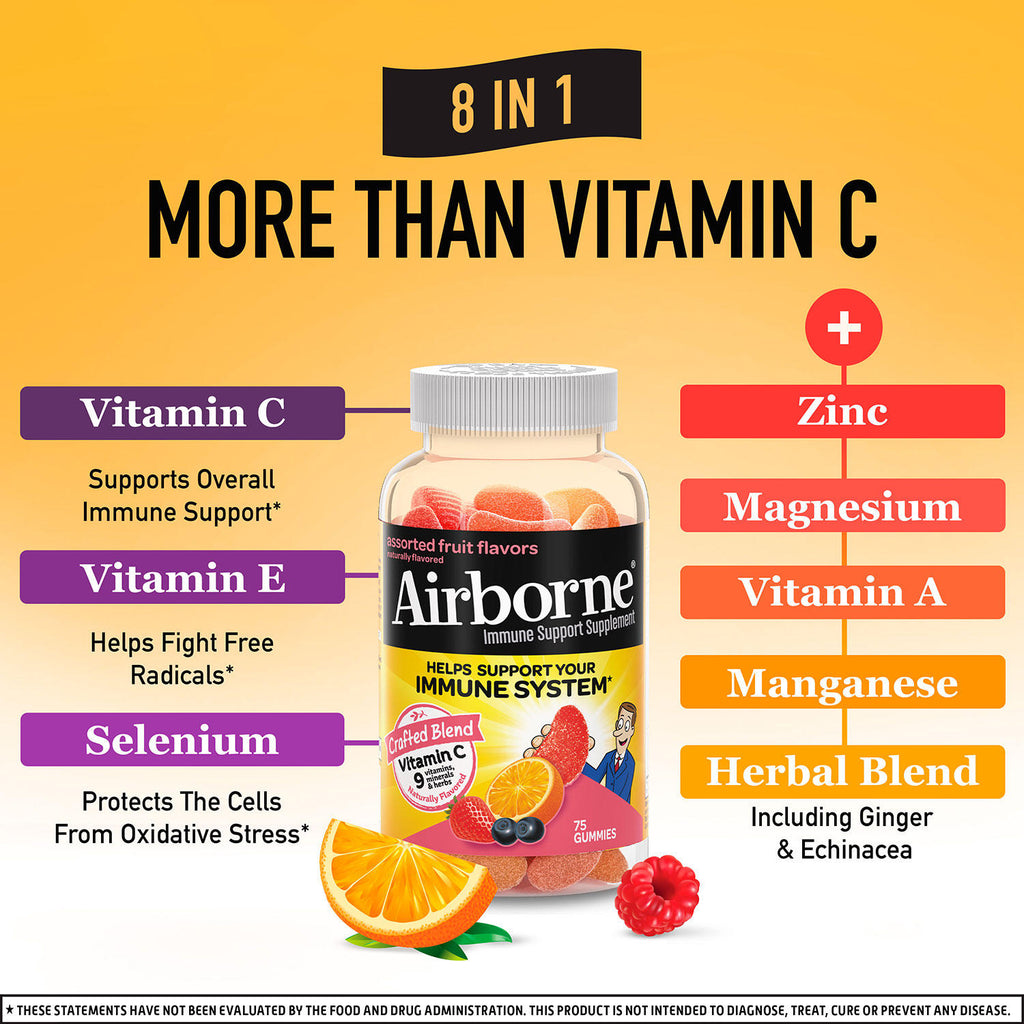 Airborne Immune Support Gummies, Assorted Fruit Flavors (75 ct.)
