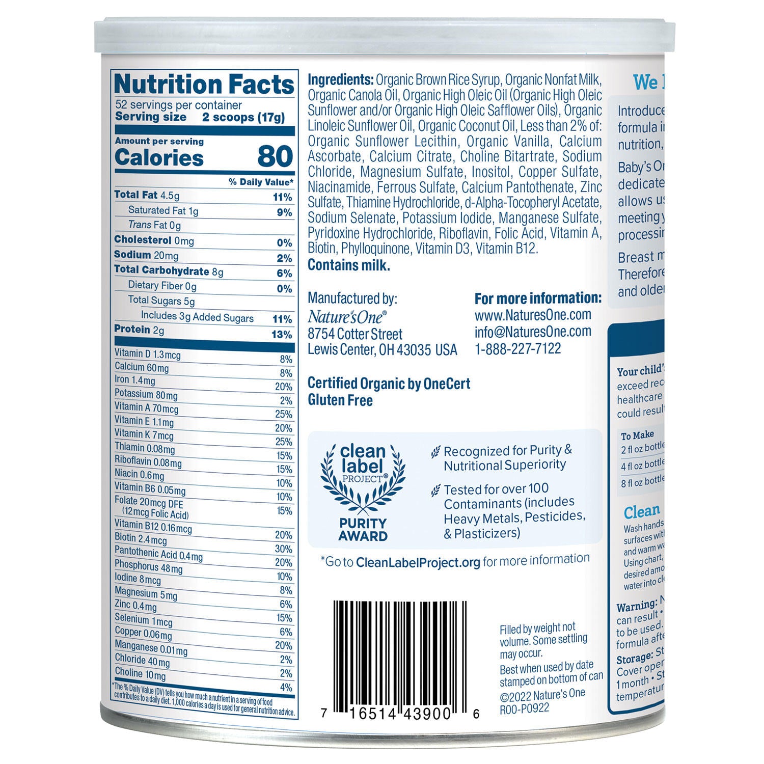 Baby's Only Organic Dairy Toddler Formula (31.75 oz.)