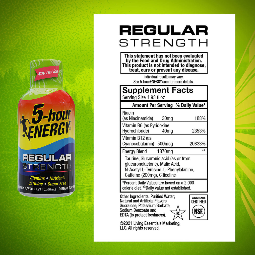 5-hour Energy Shot, Regular Strength, Watermelon (1.93 fl. oz., 24 pk.)
