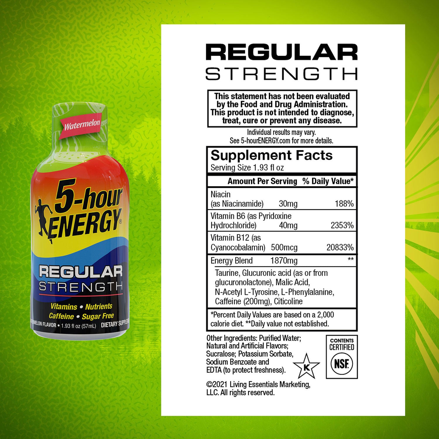 5-hour Energy Shot, Regular Strength, Watermelon (1.93 fl. oz., 24 pk.)