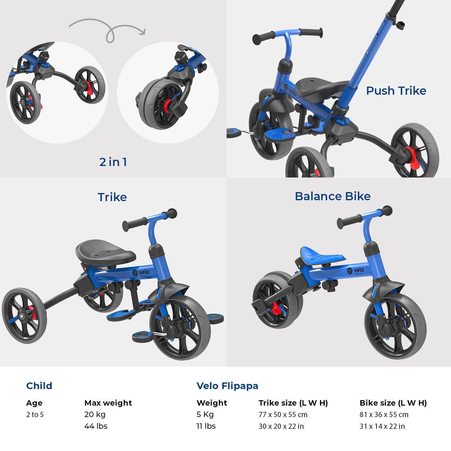 Yvolution Y Velo Flippa 3-in-1 Toddler Trike to Balance Bike, Ages 2-5