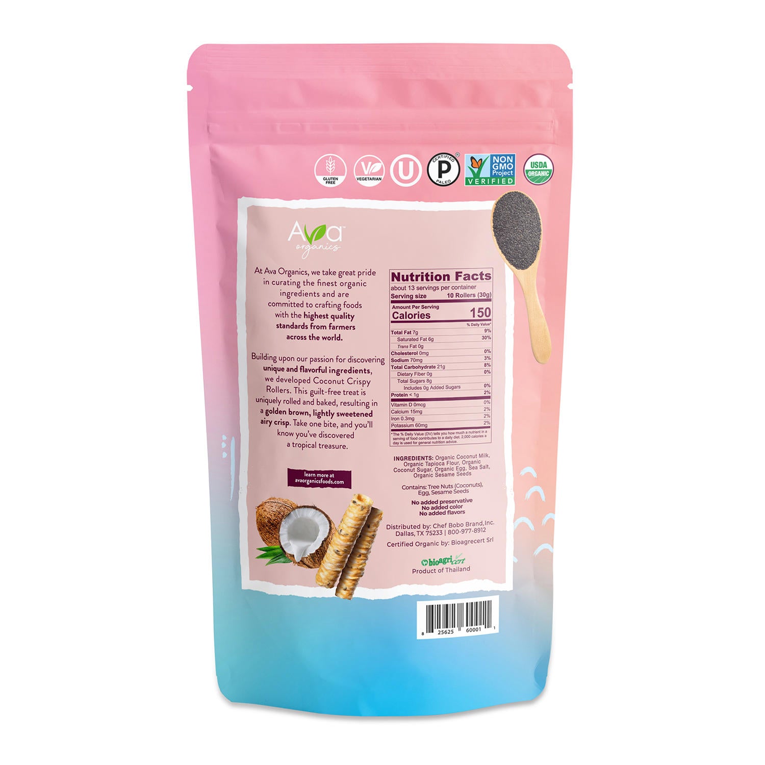 Ava Organics Coconut Crispy Rollers (14.1 oz.)