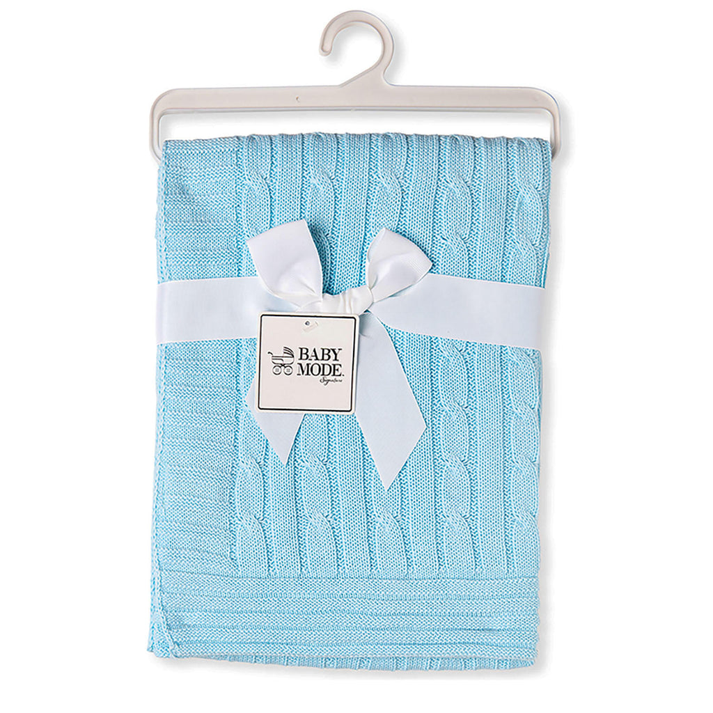 Baby Mode Signature Cable Knit Baby Blanket Gift Set (Choose Your Color)