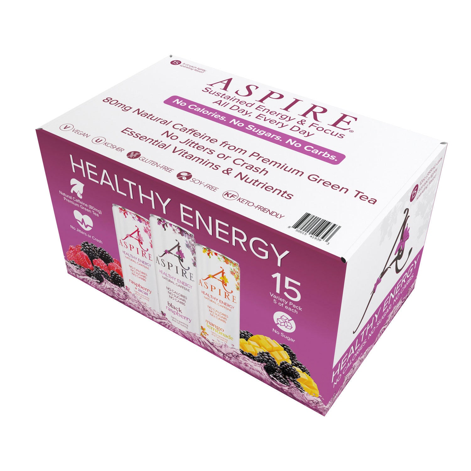 Aspire Healthy Energy Assortment (12 fl. oz., 15 pk.)