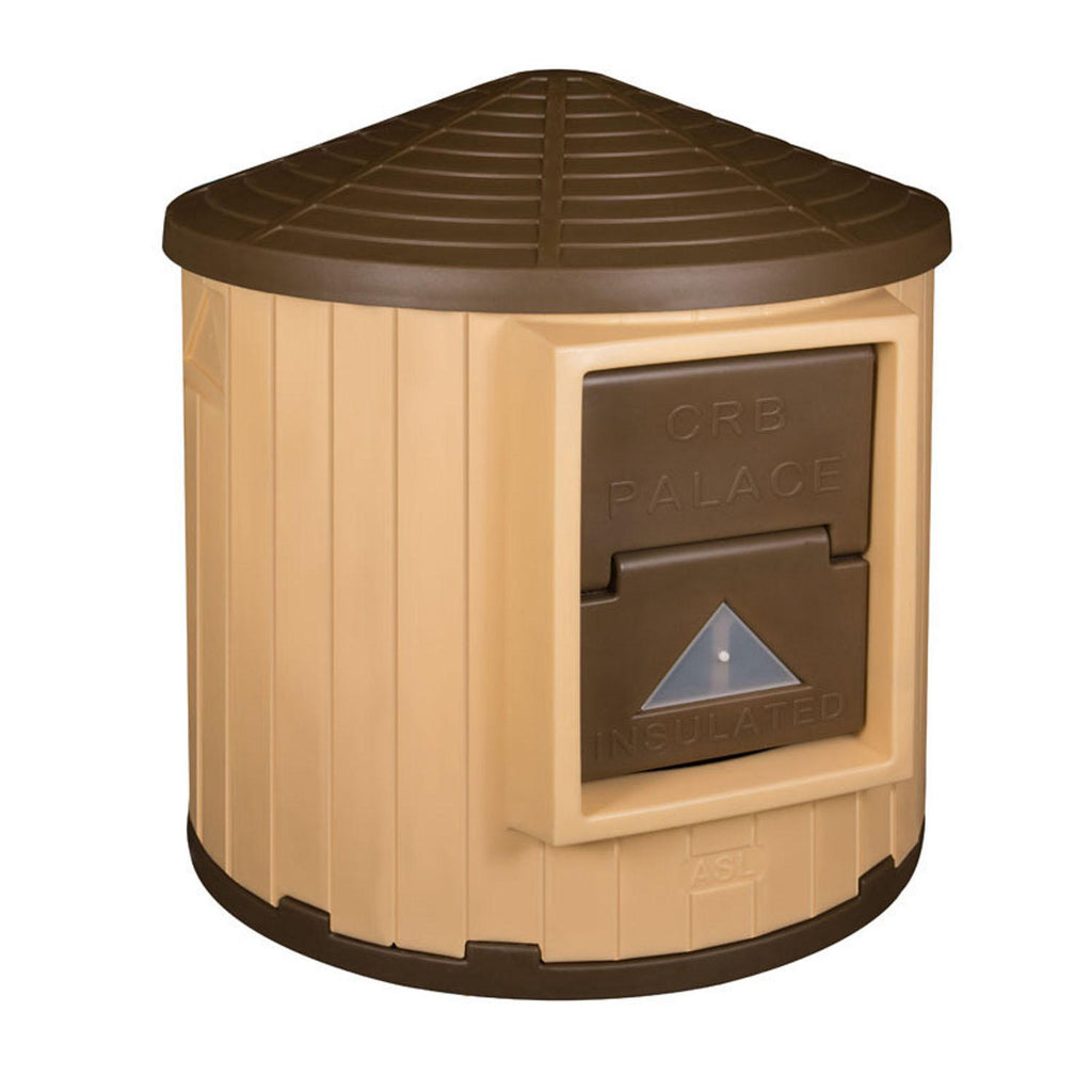 ASL Solutions Insulated Colossal Round Barn Dog House CRB Palace, Tan/Brown