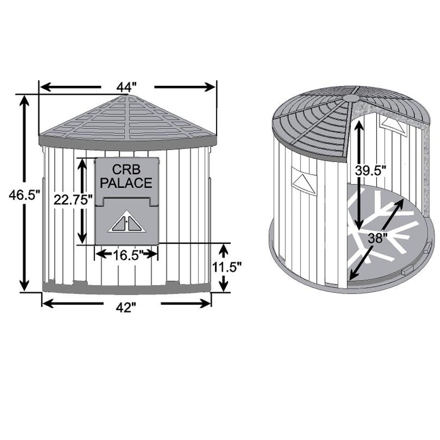 ASL Solutions Insulated Colossal Round Barn Dog House CRB Palace, Tan/Brown