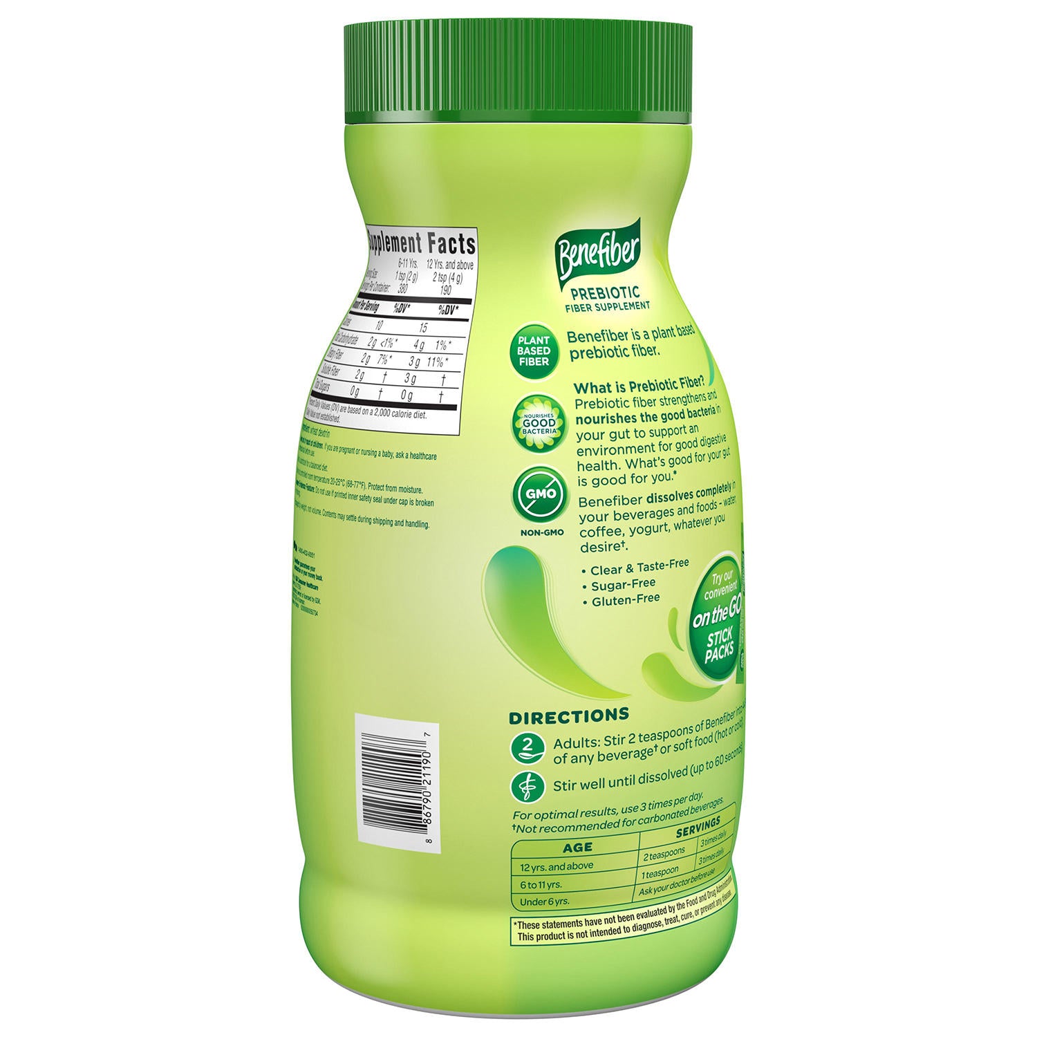 Benefiber Daily Prebiotic Fiber Supplement Powder for Digestive Health, Unflavored (26.8 oz.)