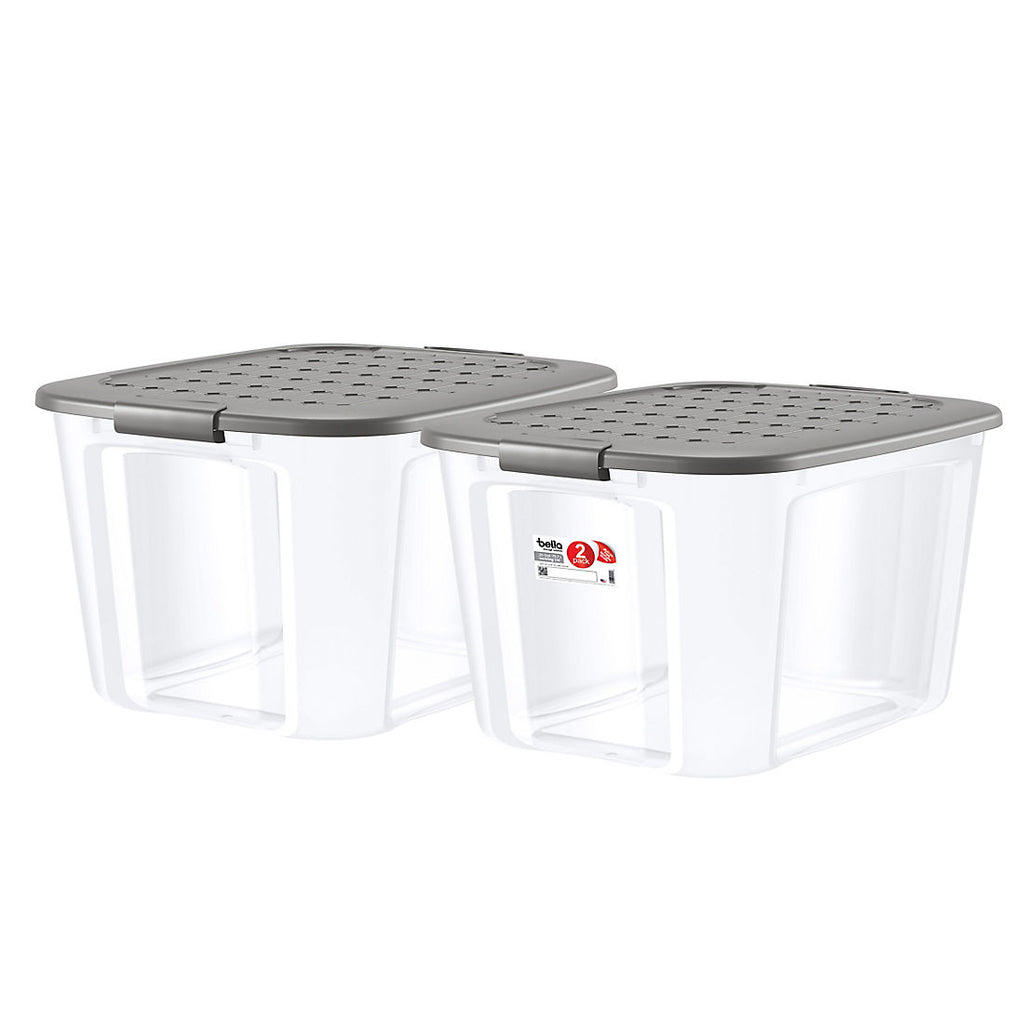 Bella Storage Solution 20-Gal. Tote with Locking Lid, 2 pk. - Clear