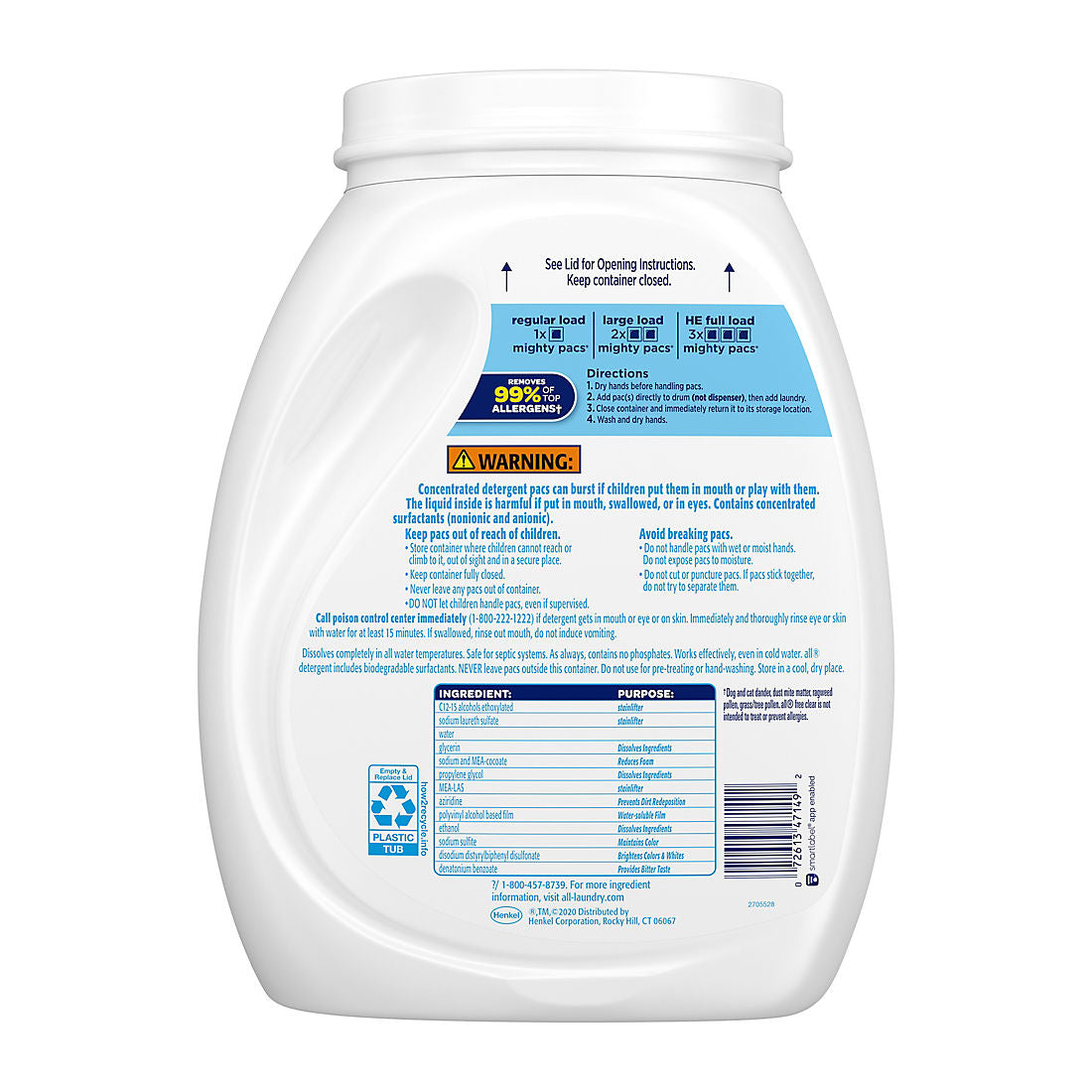 all Free and Clear Stainlifters Mighty Pacs Laundry Detergent, 134 ct.
