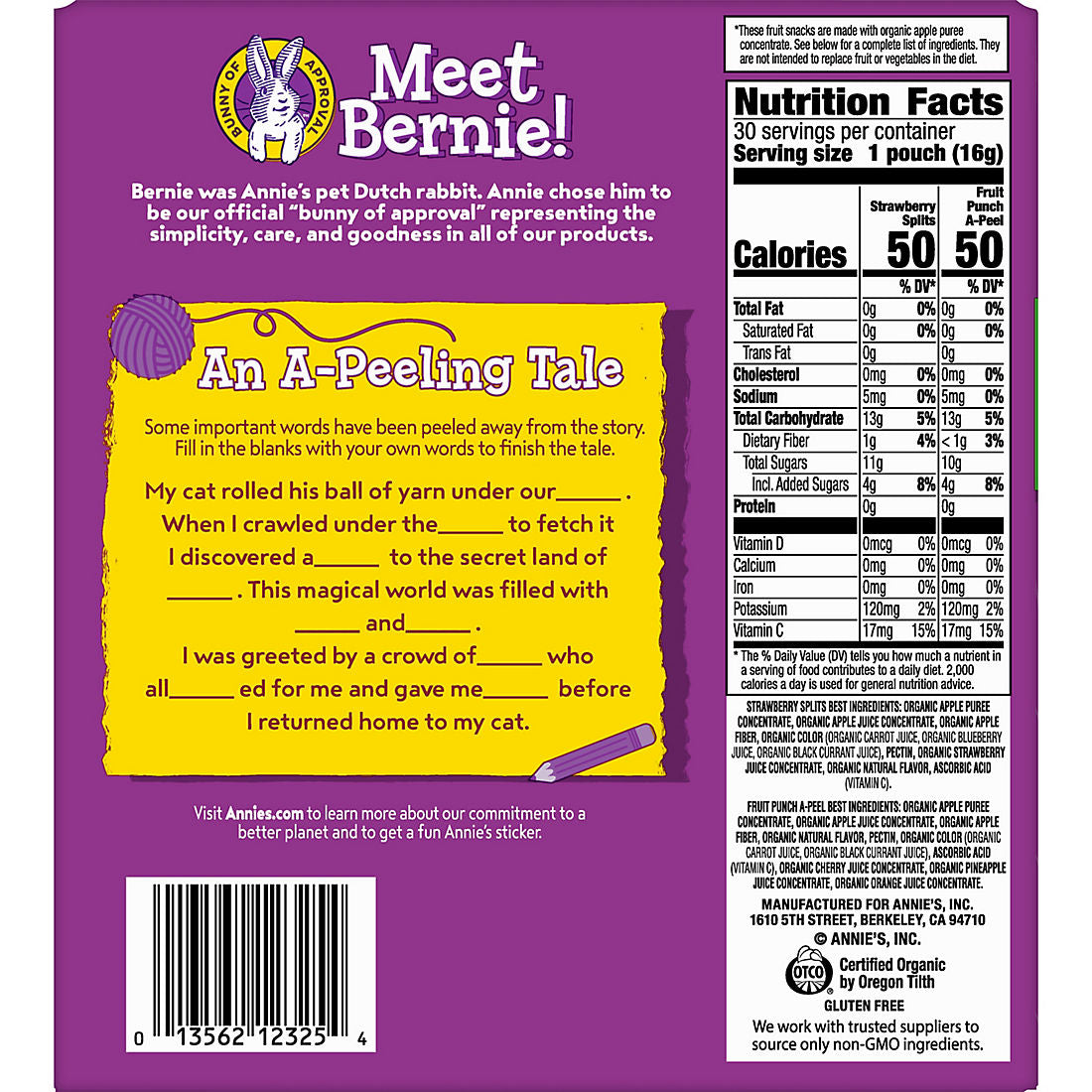 Annie's Organic Strawberry and Fruit Punch Peel-A-Parts Fruit Strings Variety Pack, 30 ct.