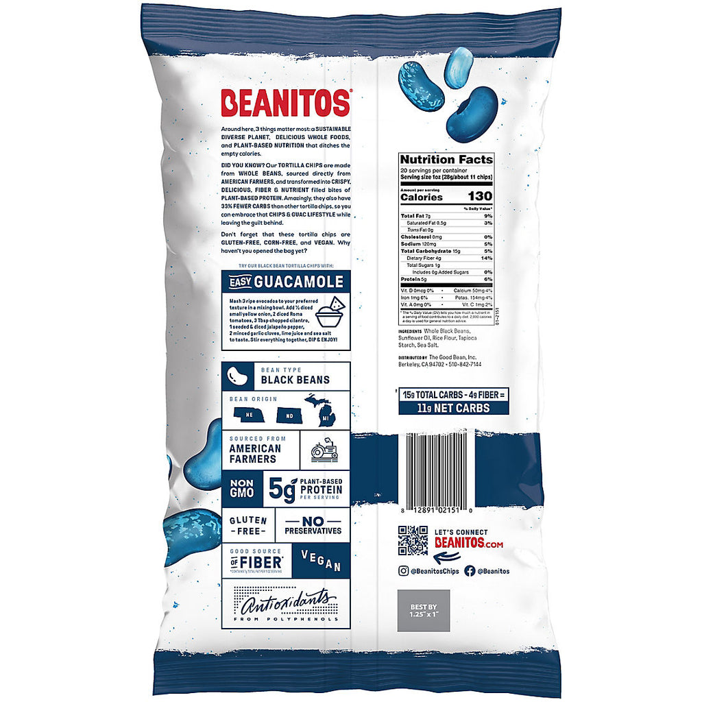 Beanitos Black Bean Sea Salt Chips, 20 oz.