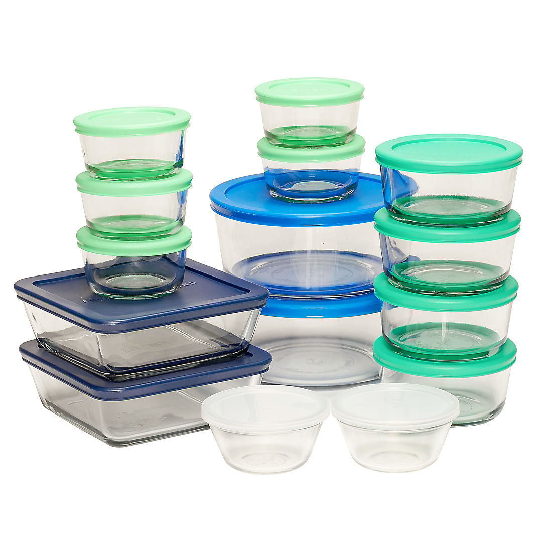 Anchor Hocking 30 pc. Set with Multicolor SnugFit Lids - Clear
