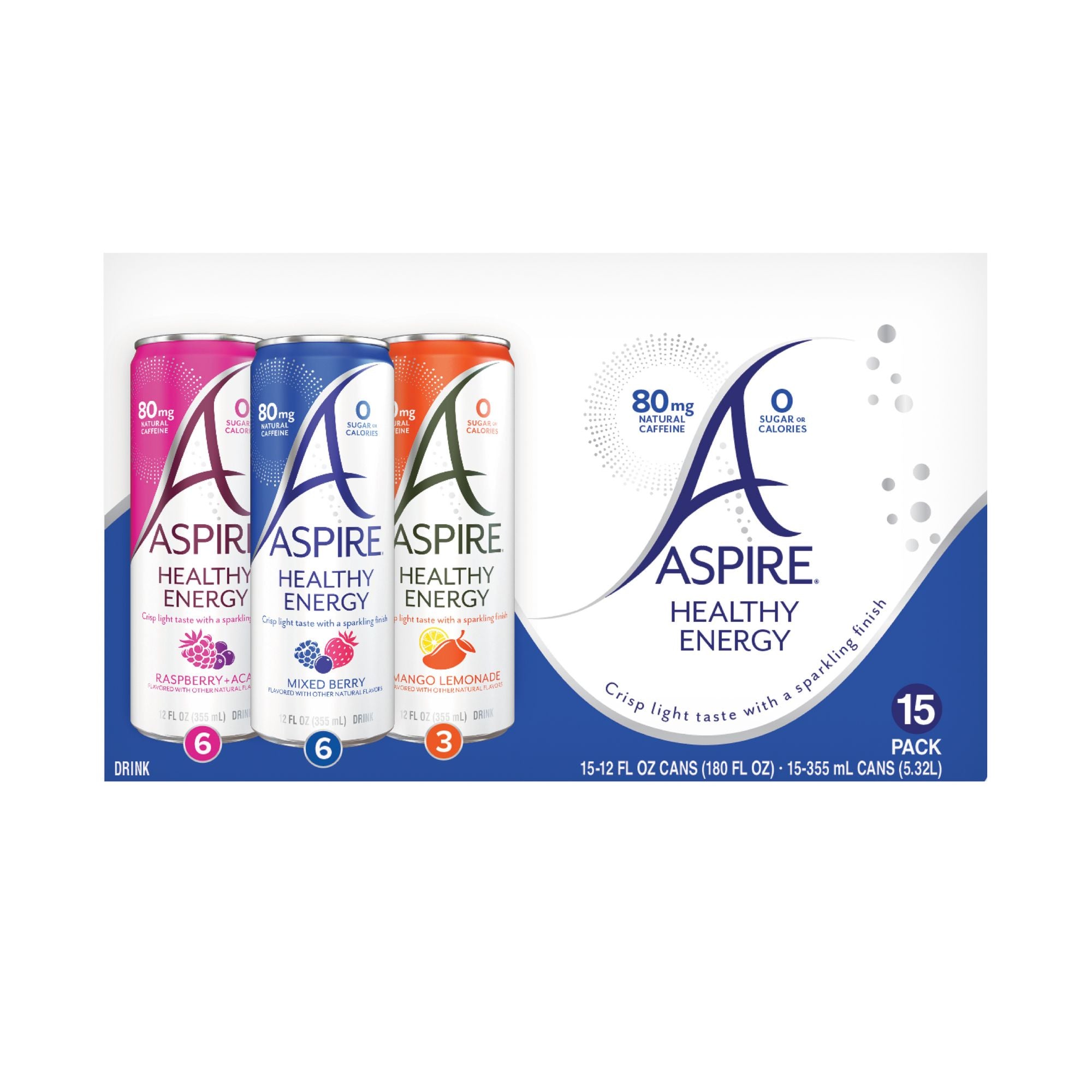 Aspire Energy Drink Variety Pack, 15 pk./12 oz.