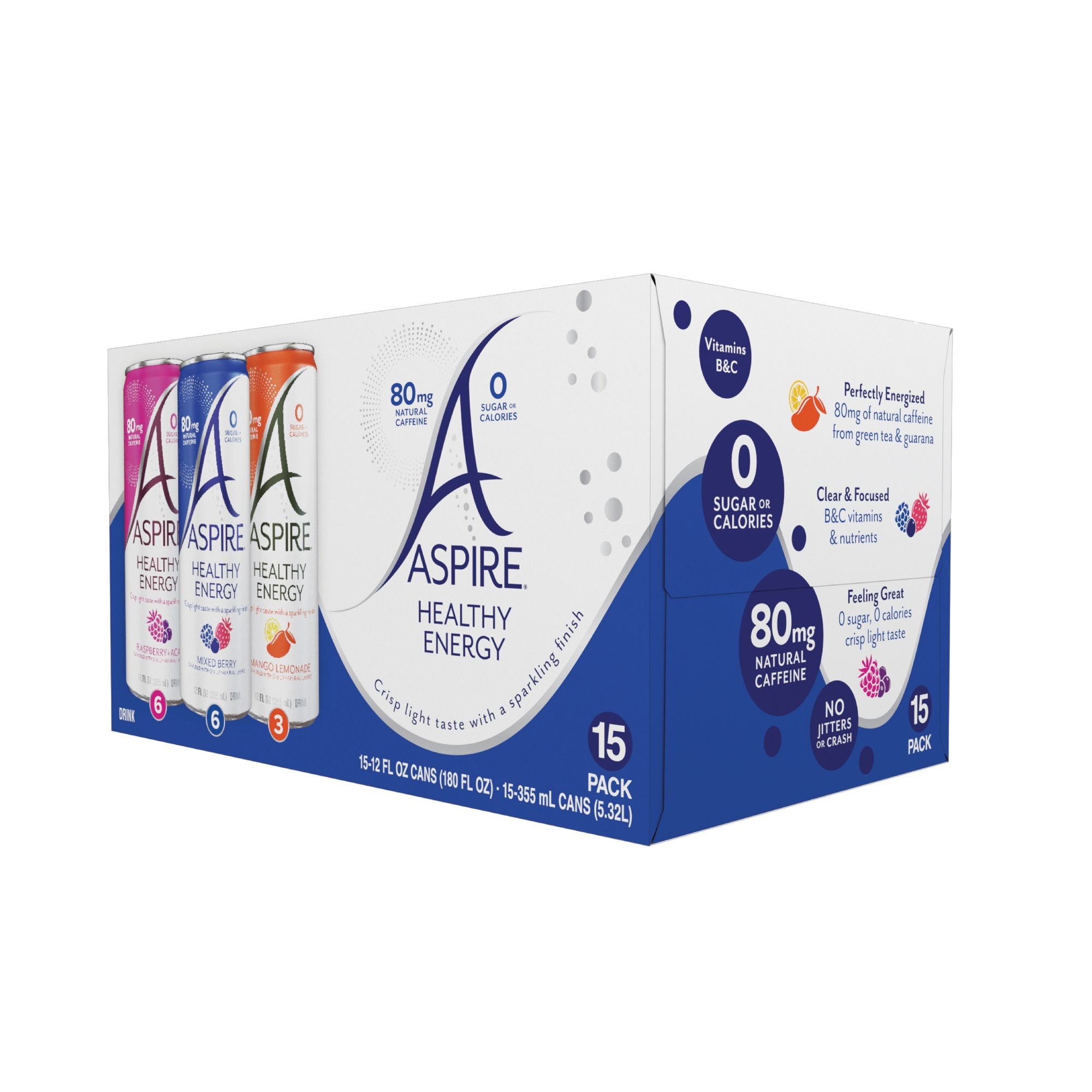 Aspire Energy Drink Variety Pack, 15 pk./12 oz.