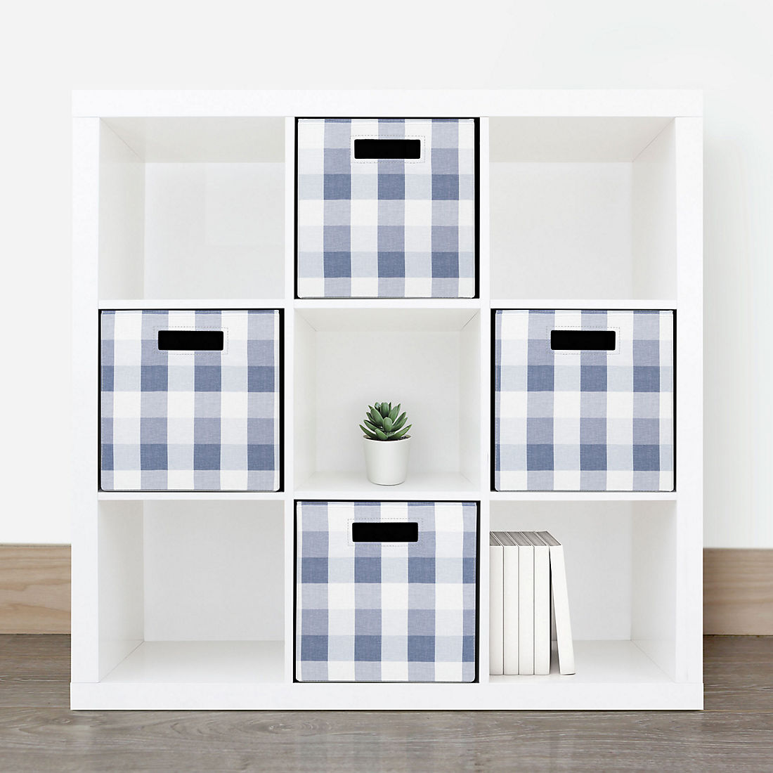 Berkley Jensen Foldable Storage Cubes, 4 pk. - Blue Plaid